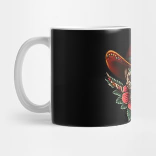 skull and cowboy hat tattoo Mug